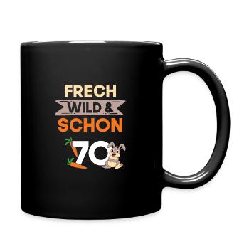 Geschenk 70 Jahre Geburtstag Hase Kaninchen - Tasse einfarbig - Schwarz - Rechts