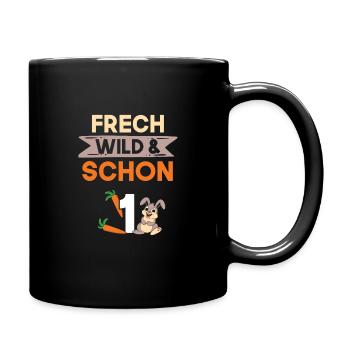 Geschenk 1 Jahr Geburtstag Hase Kaninchen - Tasse einfarbig - Schwarz - Rechts