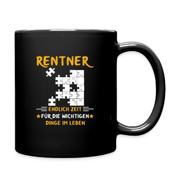 Rentner Rente Rentenbeginn Puzzeln - Tasse einfarbig - Schwarz - Rechts