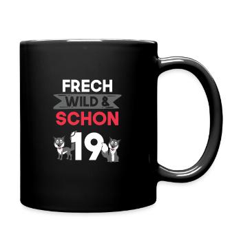 19 Jahre Geburtstag Wolf - Tasse einfarbig - Schwarz - Rechts