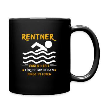 Rentner Rente Rentenbeginn Schwimmen Schwimmer - Tasse einfarbig - Schwarz - Rechts