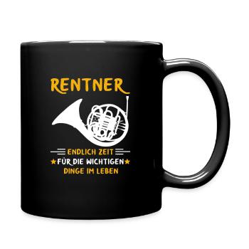 Rentner Rente Rentenbeginn Waldhorn - Tasse einfarbig - Schwarz - Rechts