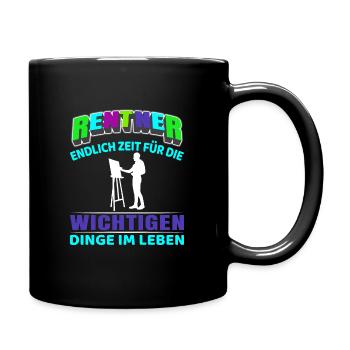 Rentner Rente Rentenbeginn Bilder malen Malerei - Tasse einfarbig - Schwarz - Rechts