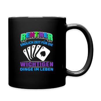 Rentner Rente Rentenbeginn Pokern Karten spielen - Tasse einfarbig - Schwarz - Rechts