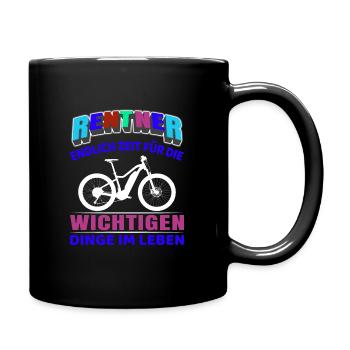 Rentner Rente Rentenbeginn Elektro Fahrrad - Tasse einfarbig - Schwarz - Rechts
