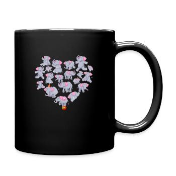 Herz Elefant - Tasse einfarbig - Schwarz - Rechts