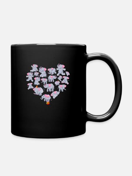 Herz Elefant - Tasse einfarbig - Schwarz