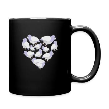 Herz Taube - Tasse einfarbig - Schwarz - Rechts
