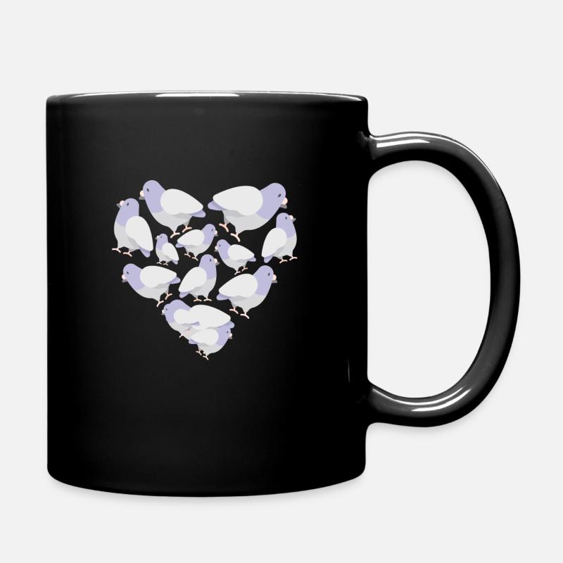 Herz Taube - Tasse einfarbig - Schwarz