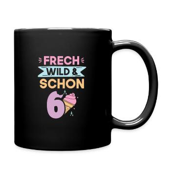 6 Jahre Geburtstag Junge Mädchen Eis essen - Tasse einfarbig - Schwarz - Rechts