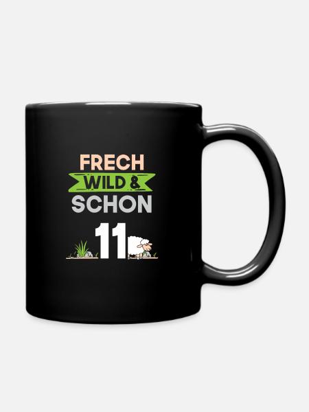 11 Jahre Geburtstag Junge Mädchen Schaf - Tasse einfarbig - Schwarz