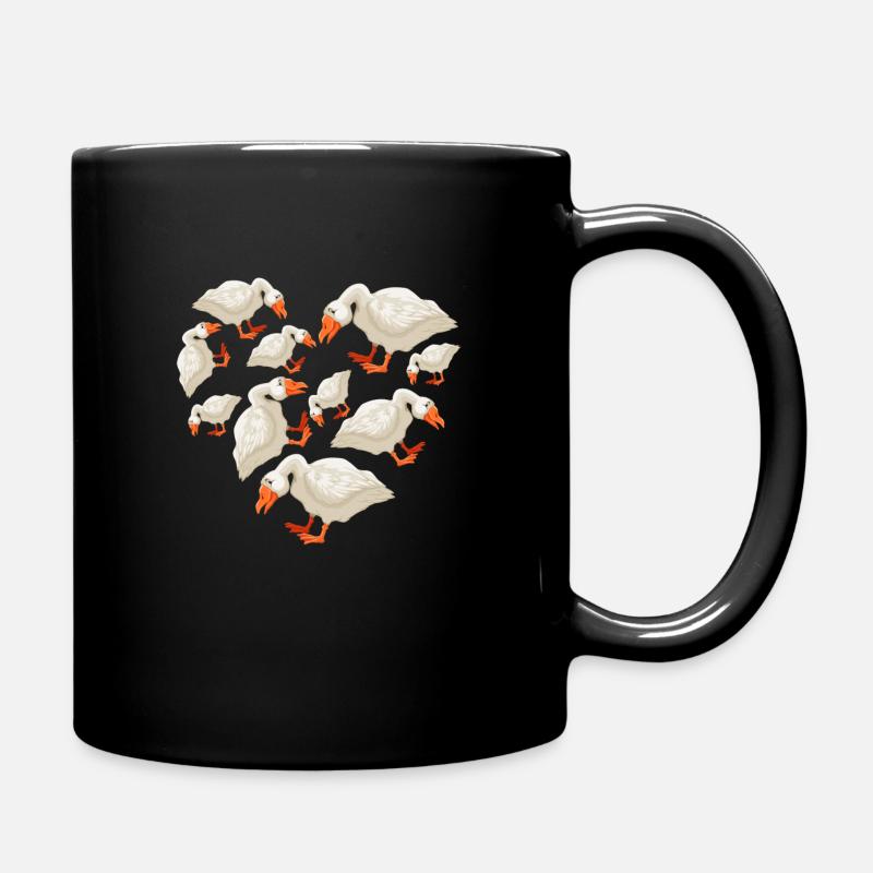 Herz Gänse Gans - Tasse einfarbig - Schwarz