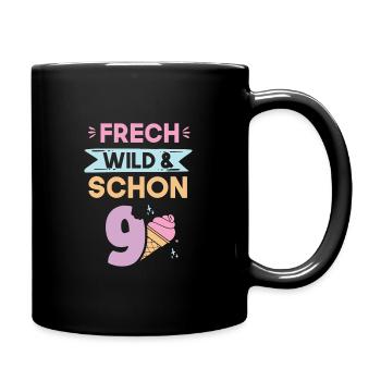 9 Jahre Geburtstag Junge Mädchen Eis essen - Tasse einfarbig - Schwarz - Rechts