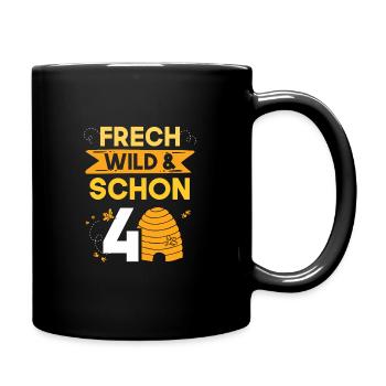 4 Jahre Geburtstag Junge Mädchen Imker Biene - Tasse einfarbig - Schwarz - Rechts