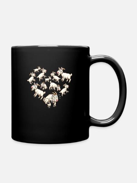 Herz Ziegenbock Ziege - Tasse einfarbig - Schwarz