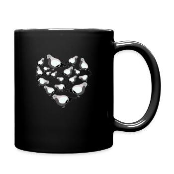 Herz Vogel Fink - Tasse einfarbig - Schwarz - Rechts