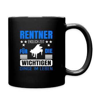 Rentner Rente Rentenbeginn Piano Pianist - Tasse einfarbig - Schwarz - Rechts