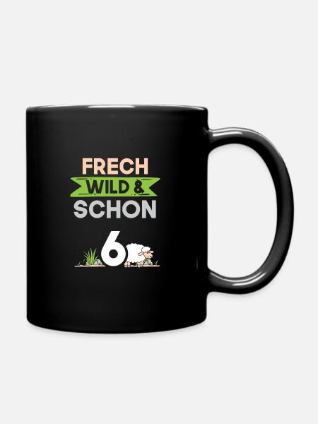 6 Jahre Geburtstag Junge Mädchen Schaf - Tasse einfarbig - Schwarz