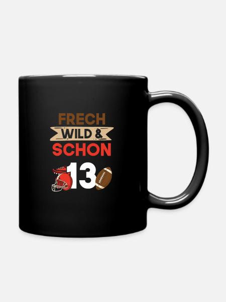 13 Jahre Geburtstag Junge Mädchen Football - Tasse einfarbig - Schwarz