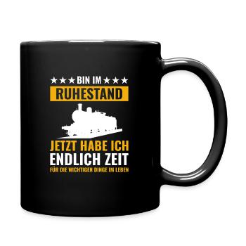 Rentner Rente Rentenbeginn Modeleisenbahn - Tasse einfarbig - Schwarz - Rechts