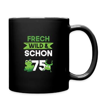 Geschenk 75 Jahre Geburtstag Frosch - Tasse einfarbig - Schwarz - Rechts