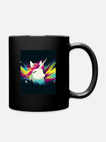 Einhorn Regenbogen Fantasy Design Cartoon 2 - Tasse einfarbig - Schwarz