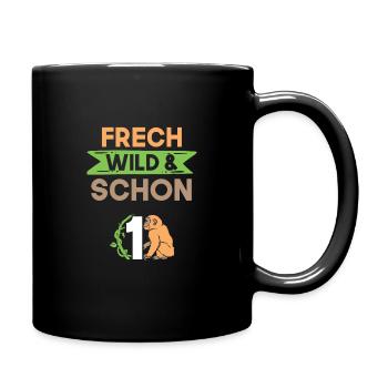 Geschenk 1 Jahr Geburtstag Affe - Tasse einfarbig - Schwarz - Rechts