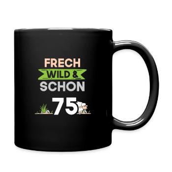 Geschenk 75 Jahre Geburtstag Schaf - Tasse einfarbig - Schwarz - Rechts