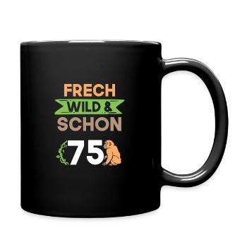 Geschenk 75 Jahre Geburtstag Affe - Tasse einfarbig - Schwarz - Rechts