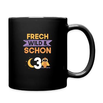 3 Jahre Geburtstag Junge Mädchen Eule - Tasse einfarbig - Schwarz - Rechts
