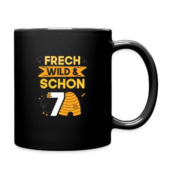 7 Jahre Geburtstag Junge Mädchen Imker Biene - Tasse einfarbig - Schwarz - Rechts