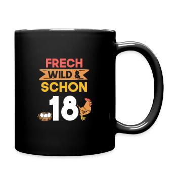 18 Jahre Geburtstag Huhn Hühner - Tasse einfarbig - Schwarz - Rechts