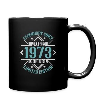 Jahrgang Juni 1973, Retro Geburtstagsgeschenk - Tasse einfarbig - Schwarz - Rechts