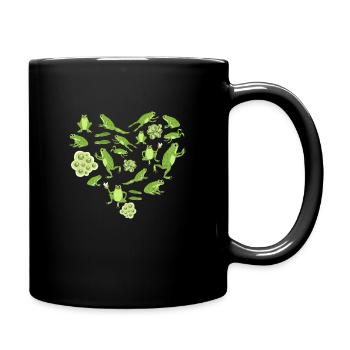 Herz Frosch - Tasse einfarbig - Schwarz - Rechts