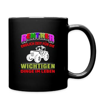 Rentner Rente Rentenbeginn Landwirt Traktor - Tasse einfarbig - Schwarz - Rechts