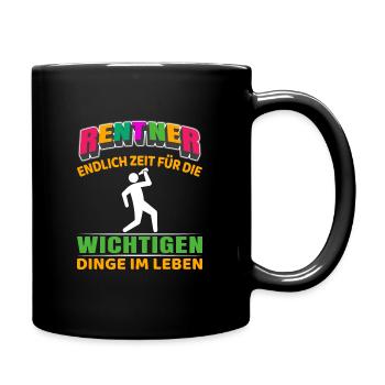 Rentner Rente Rentenbeginn Saufen Bier Alkohol - Tasse einfarbig - Schwarz - Rechts