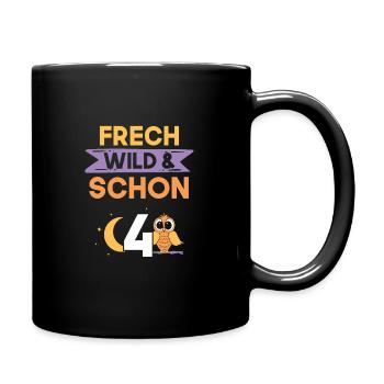 4 Jahre Geburtstag Junge Mädchen Eule - Tasse einfarbig - Schwarz - Rechts