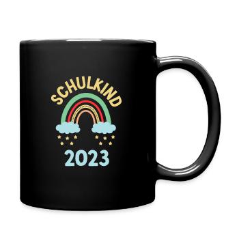 Schulanfang Regenbogen Erster Schultag 2023 - Tasse einfarbig - Schwarz - Rechts