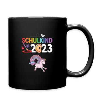 Einhorn Schulanfang Schulkind 2023 - Tasse einfarbig - Schwarz - Rechts