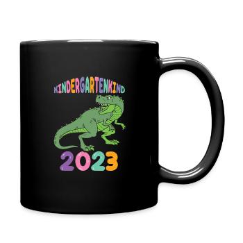Dino T Rex Kita Kindergarten 2023 - Tasse einfarbig - Schwarz - Rechts