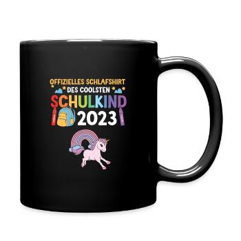 Einhorn Schulanfang Schulkind 2023 - Tasse einfarbig - Schwarz - Rechts