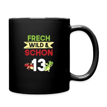 13 Jahre Geburtstag Junge Mädchen Drachen - Tasse einfarbig - Schwarz - Rechts