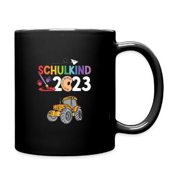 Traktor Schulanfang Schulkind 2023 - Tasse einfarbig - Schwarz - Rechts