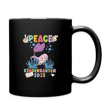Meerjungfrau Peace Kindergarten 2023 - Tasse einfarbig - Schwarz - Rechts
