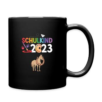 Pferd Schulanfang Schulkind 2023 - Tasse einfarbig - Schwarz - Rechts