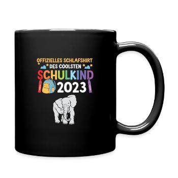 Elefant Schulanfang Schulkind 2023 - Tasse einfarbig - Schwarz - Rechts