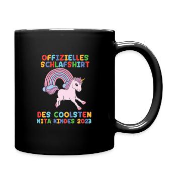 Einhorn Kita Kindergarten 2023 - Tasse einfarbig - Schwarz - Rechts