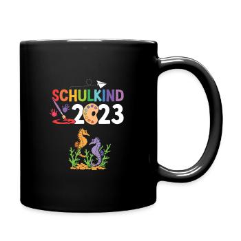 Seepferdchen Schulanfang Schulkind 2023 - Tasse einfarbig - Schwarz - Rechts