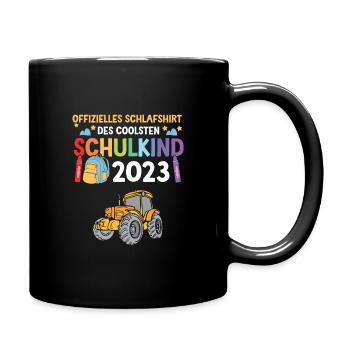 Traktor Schulanfang Schulkind 2023 - Tasse einfarbig - Schwarz - Rechts