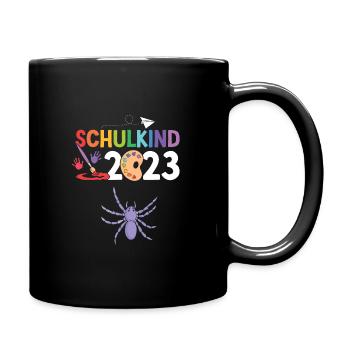 Spinne Schulanfang Schulkind 2023 - Tasse einfarbig - Schwarz - Rechts
